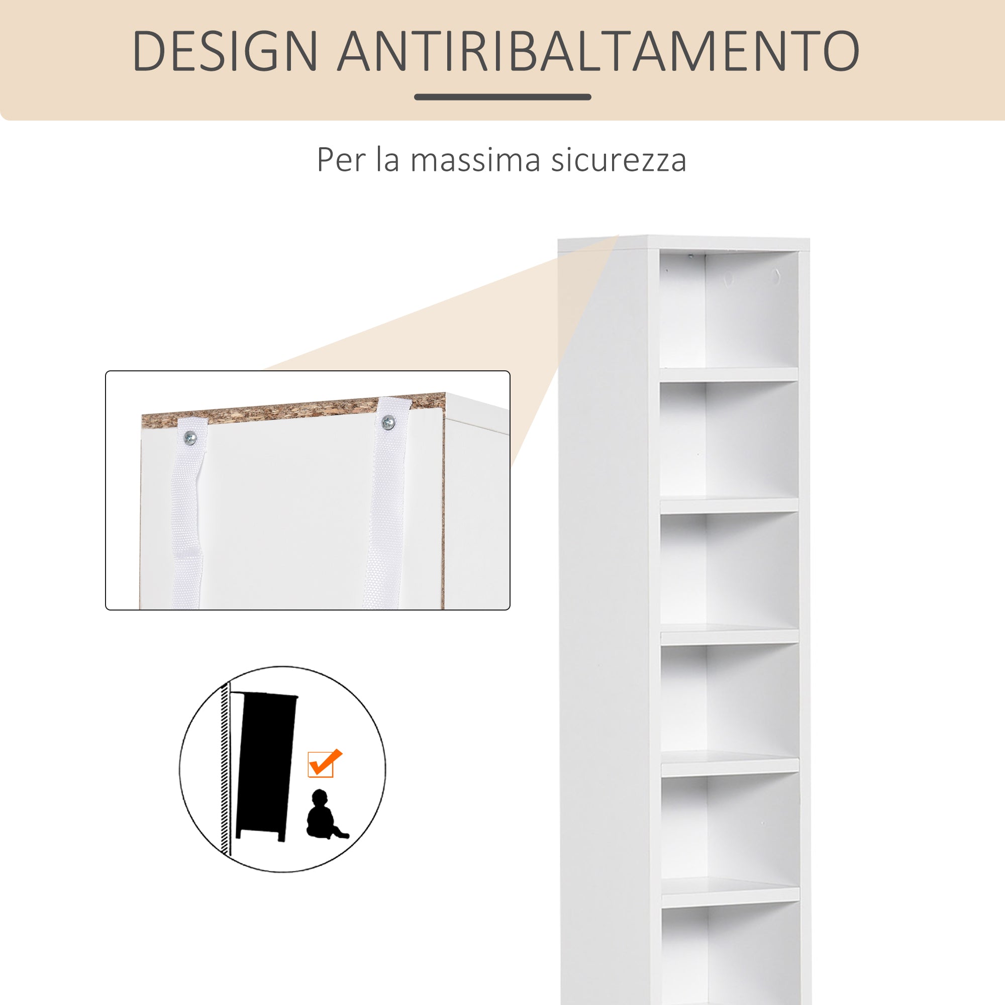 Set 2 Pezzi Mobile Libreria Porta CD 21x19.2x88,3 cm in Legno Bianco
