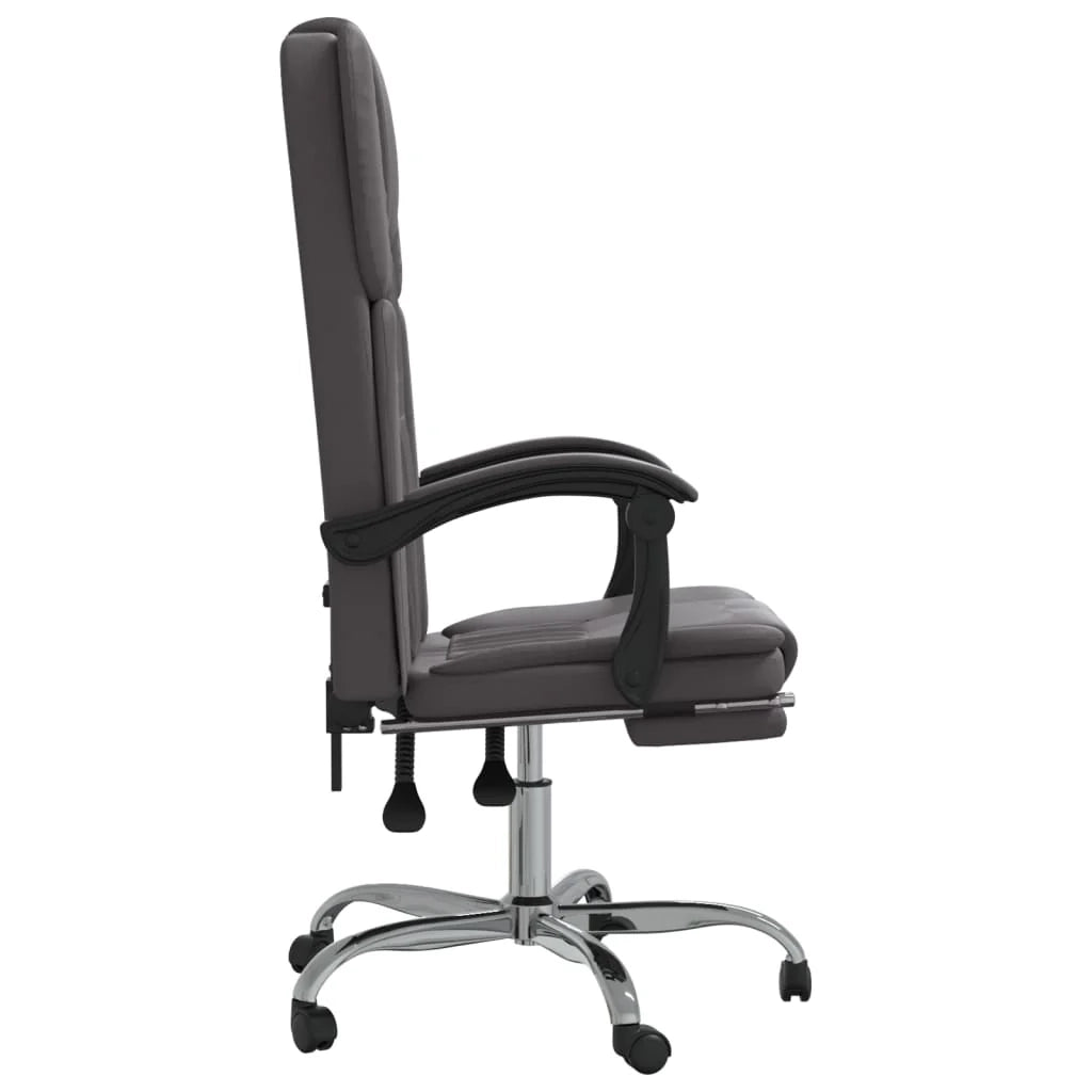 Sedia da ufficio girevole e reclinabile sedia da computer sedia da studio similpelle grigia 02_0024248