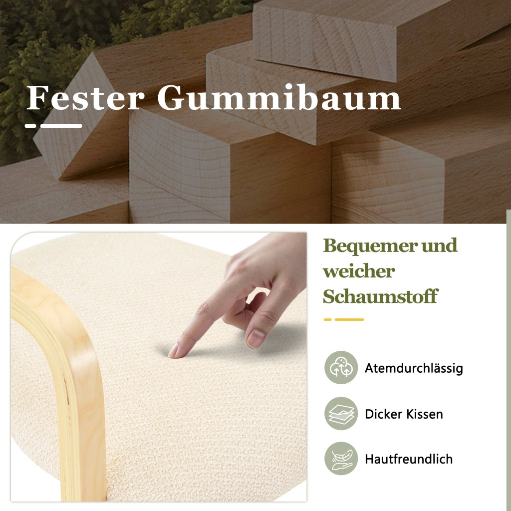 SEDIA da pranzo Set da 2 pezzi in legno e tessuto Teddy bianco, stile scandinavo