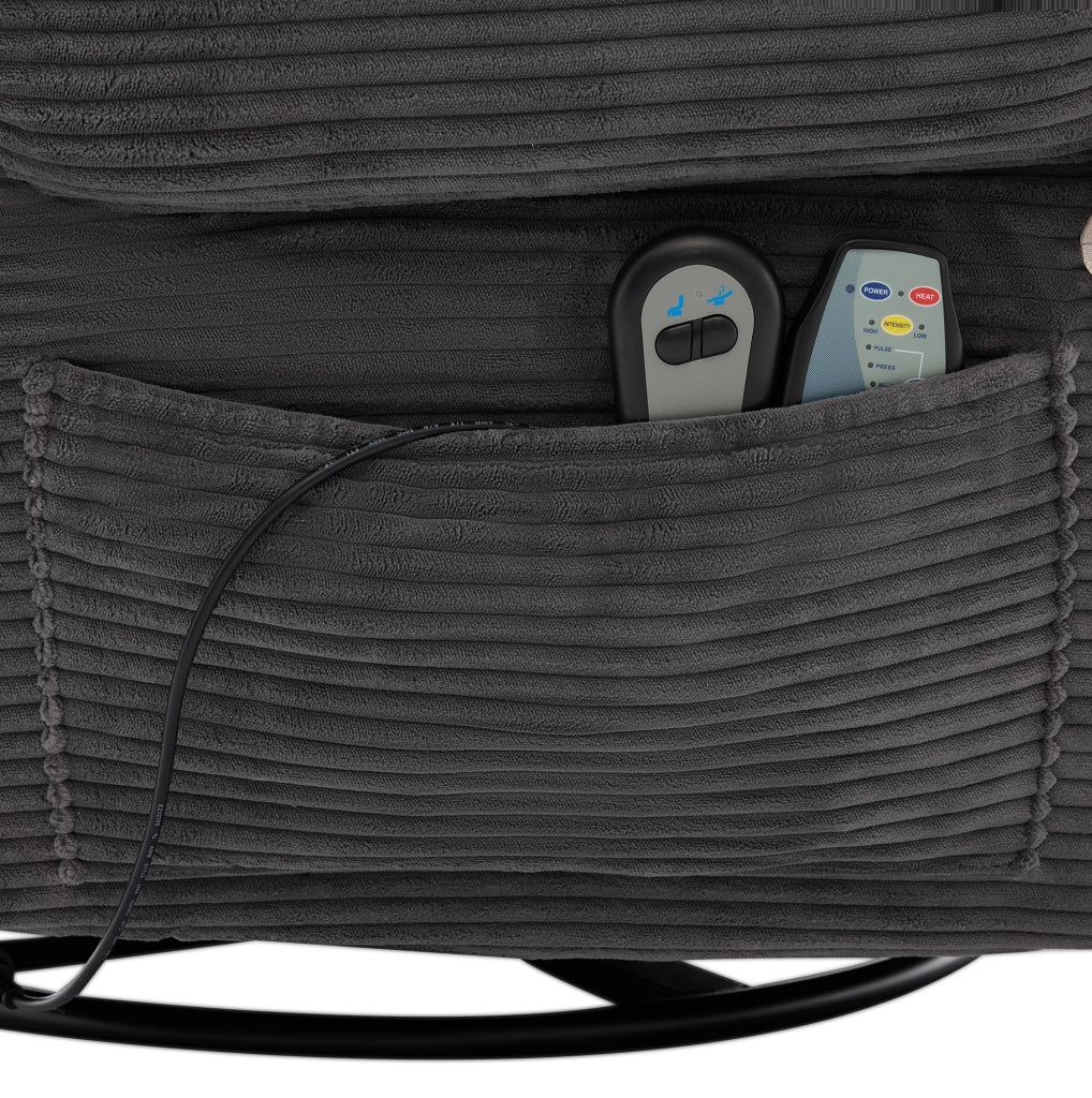 Poltrona massaggiante elettrica girevole 360° con riscaldamento; USB e supporto telefono; grigio
