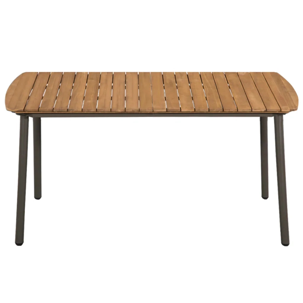 Tavolo da Giardino 150x90x72cm in Massello di Acacia e Acciaio 44234