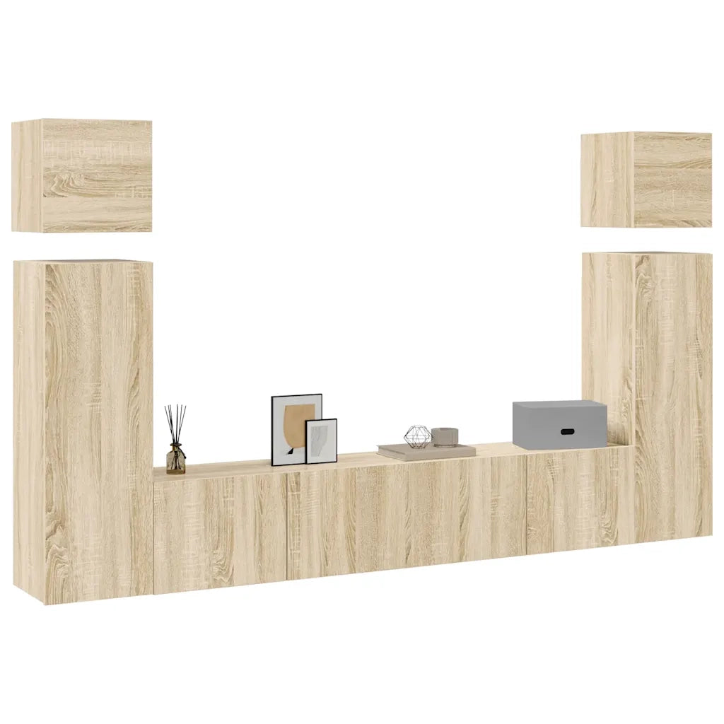 Set Mobili TV 8 pz Rovere Sonoma in Truciolato cod mxl 11749