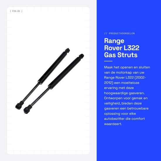 Supporto Gas per Motocarrozzeria - 31 cm - Adatto per Range Rover L322 (2002-2012) - Materiale Duraturo - Facile da Installare - Peso 331g - Supporto Motocarrozzeria