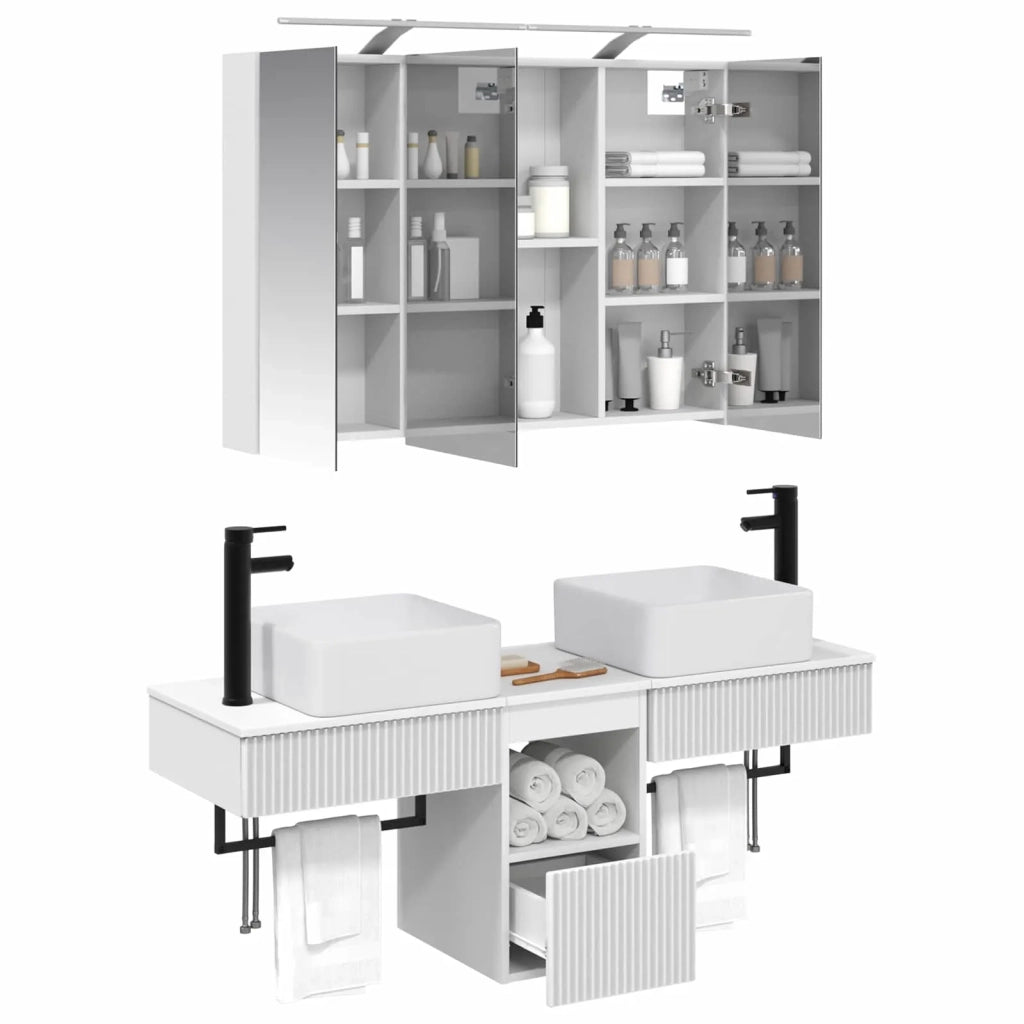 Set di Armadi da Bagno 4 pcs Bianco 100 x 14,5 x 70 cm 3406295