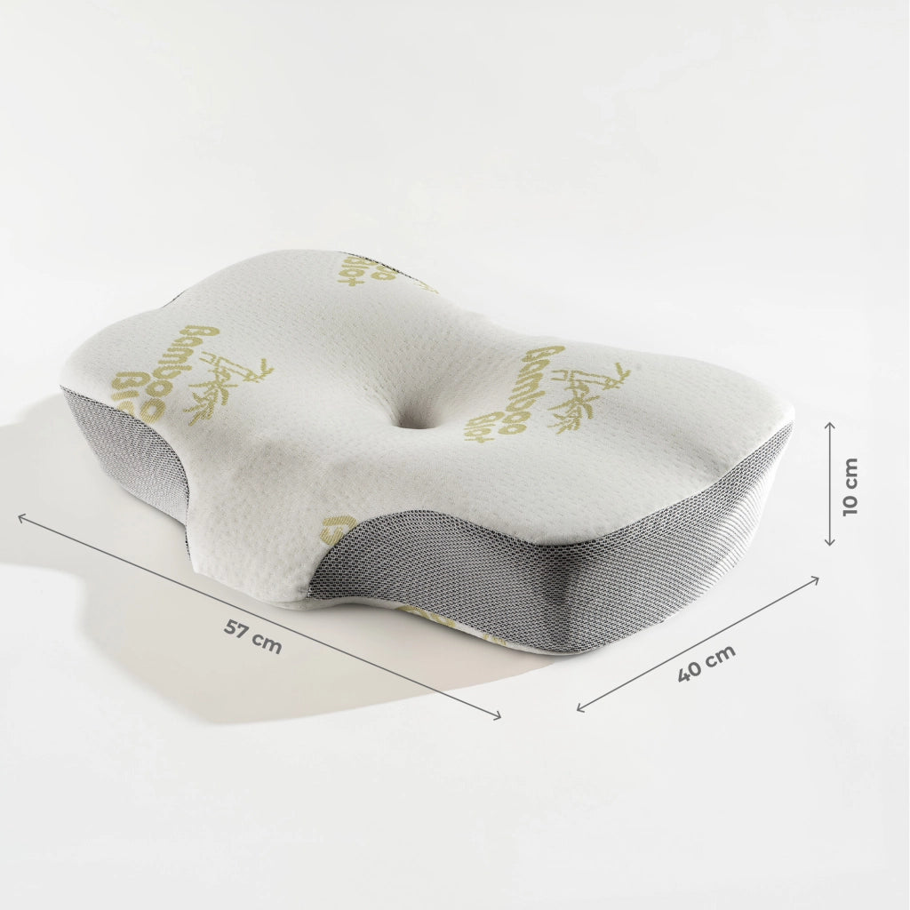 Cuscino Memory Foam Ergonomico Guanciale Letto Cervicale in Fibra di Bambù, Traspirante e Anti Stress, 57x40x10 cm – Supporto Collo e Allineamento Colonna per Sonno Migliore