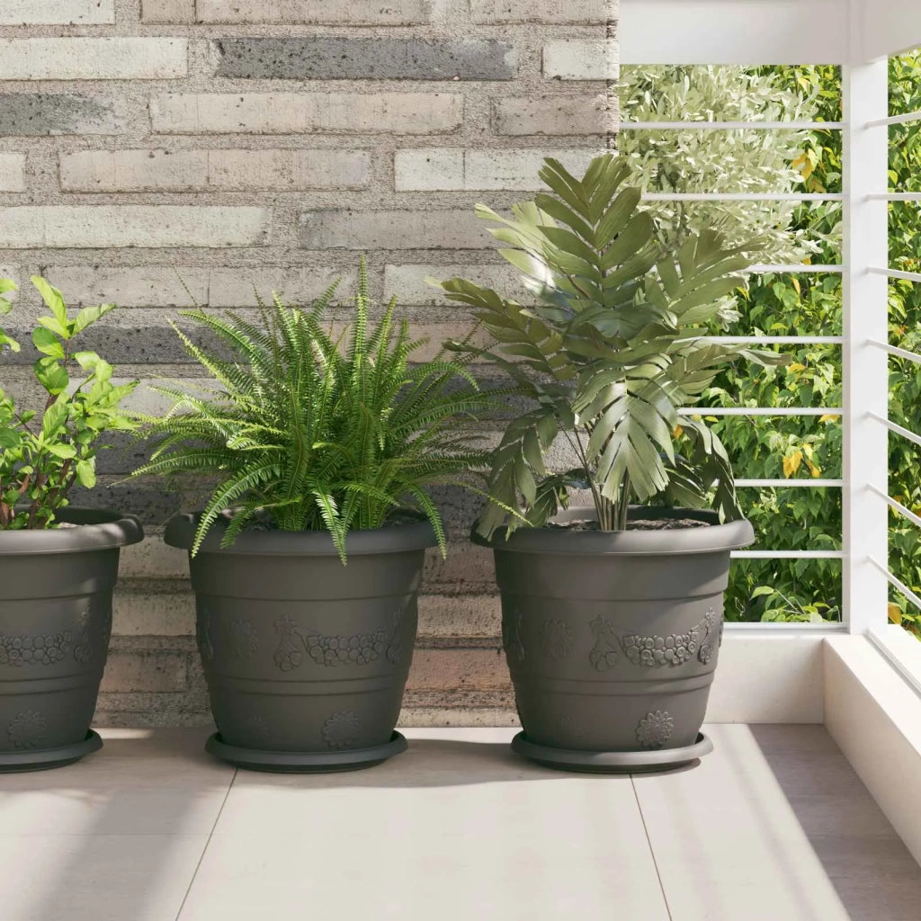 Vasi per Piante 24 pcs Nero Ø 30 x 25 cm Plastica