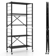 Scaffale portaoggetti pieghevole 76 x 34 x 153 cm 5 ripiani mobile design pratico metallo nero 20_0020914