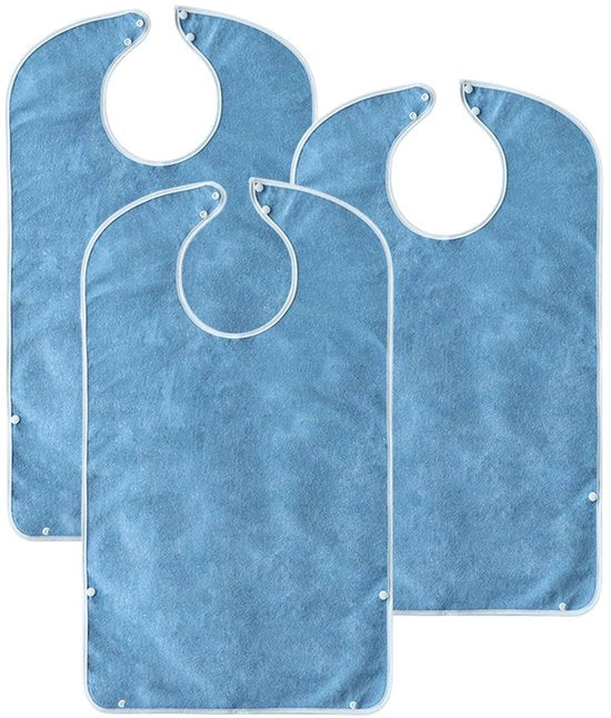 Slabbetji per adulto, impermeabili con coperchio rimovibile, 3 slabbetji per anziani e slabbetji per la mensa riciclabili e lavabili per uomini, donne e adulti.