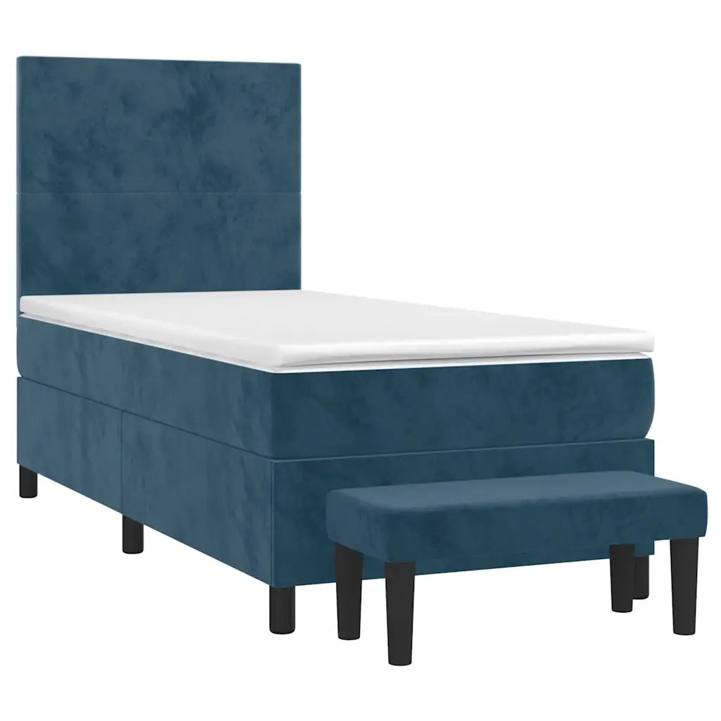 Giroletto a Molle con Materasso Blu Scuro 80x200 cm in Velluto