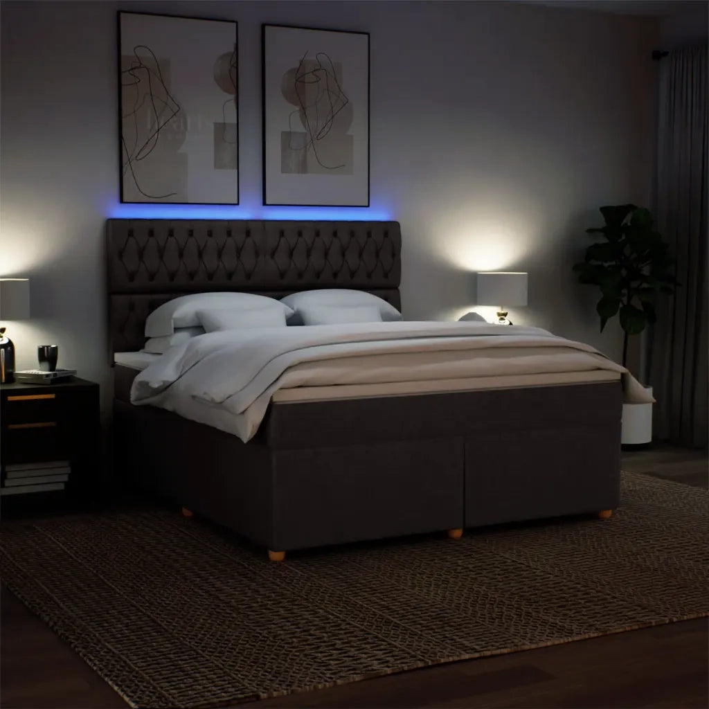 Giroletto a Molle con Materasso Marrone Scuro 180x200cm Tessuto