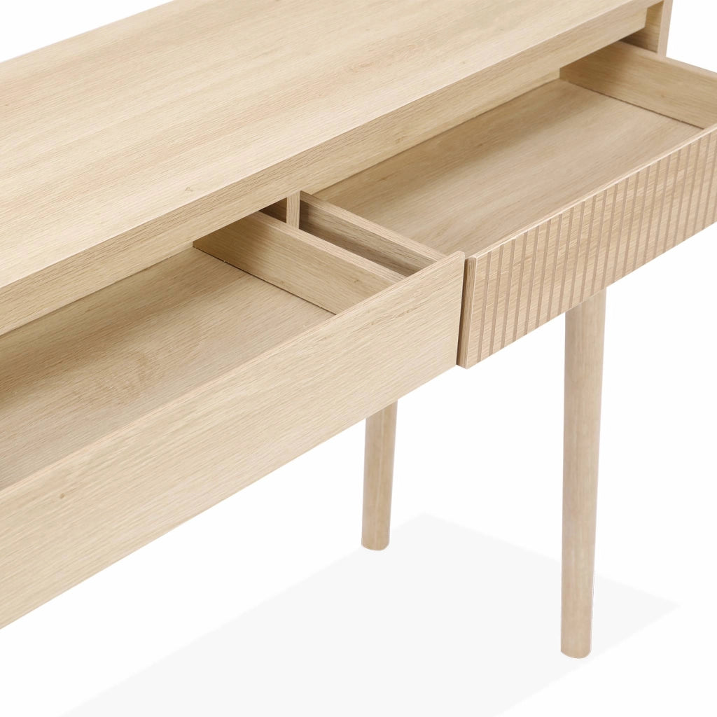 Consolle effetto legno 2 cassetti, 100cm, marrone naturale