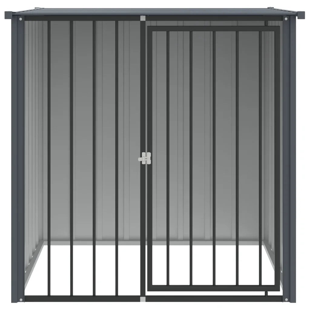 Casetta per Cani con Tetto Nero 110x103x109 cm Acciaio Zincato 172347