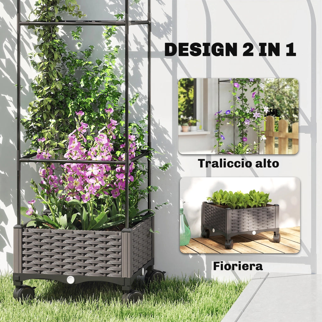 Fioriera Rialzata con Traliccio ¨C Zephmum ¨C Nero, Metallo, 185 cm