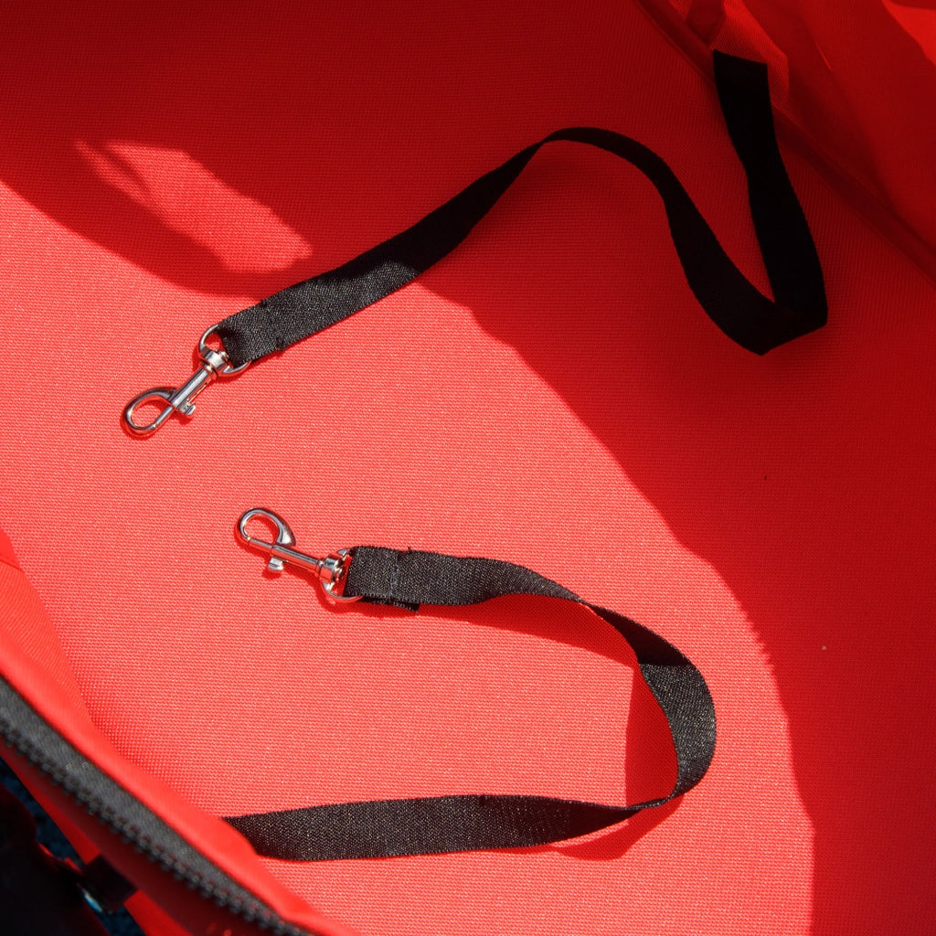 Carrello pieghevole per animali con quattro doppie ruote freno posteriore in tessuto oxford rosso 67 × 45 × 96 cm