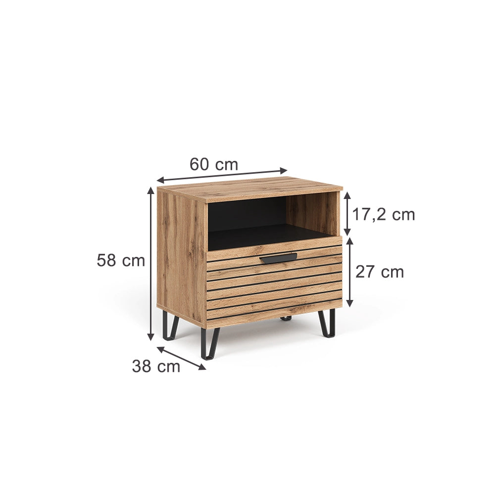 Vicco Comodino camera da letto Quercia Wotan 60 x 58 cm