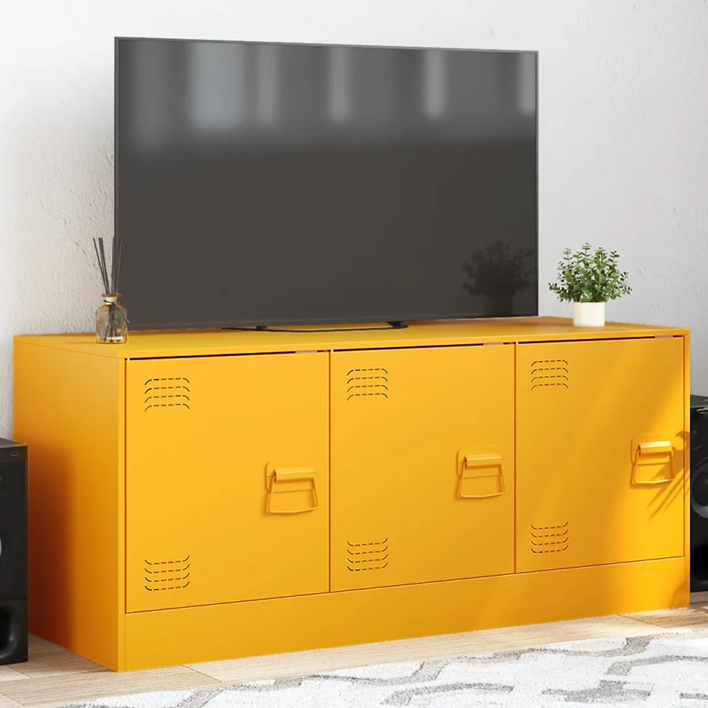Mobile Porta TV-Mobile per TV-Credenza TV Giallo Senape 99x39x44 cm in Acciaio 226195