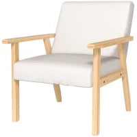 Poltrona d'Arredo in Stile Scandinavo in Legno di Pino con 2 Cuscini, 64x70x72 cm, Grigio e Color Legno