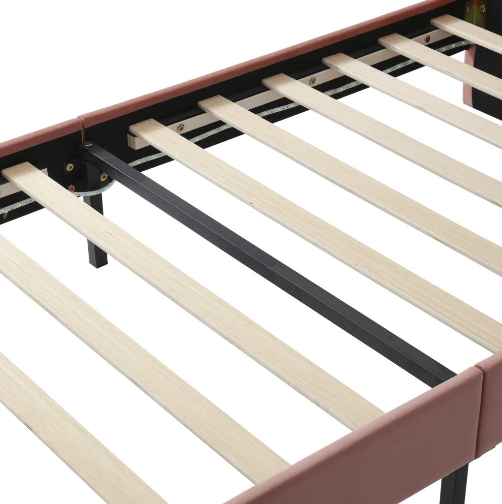Letto singolo imbottito per bambini 90x200 cm con testiera a fiocco e luce LED