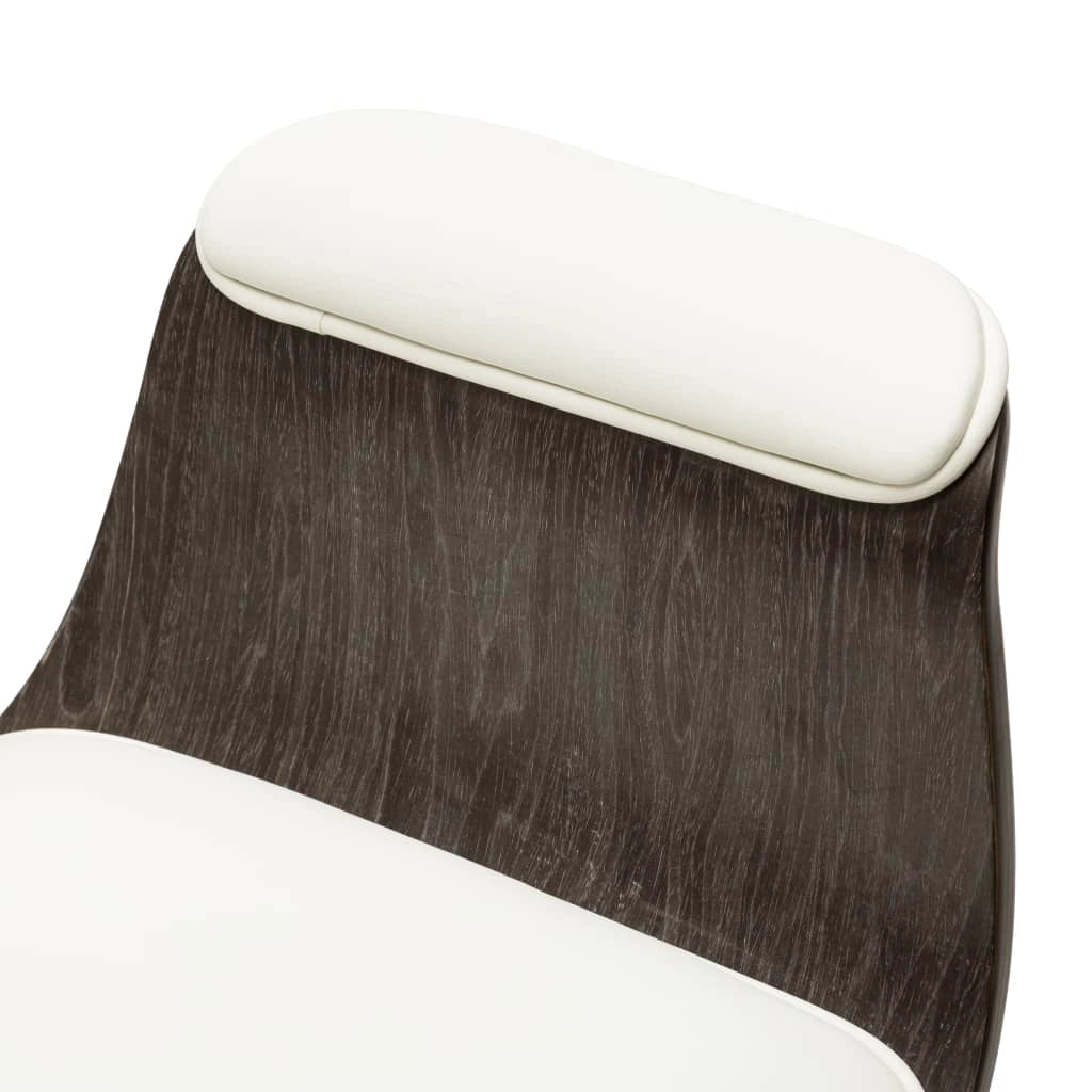 Sedia poltrona computer seduta da ufficio studio legno curvato e similpelle bianca 02_0023985