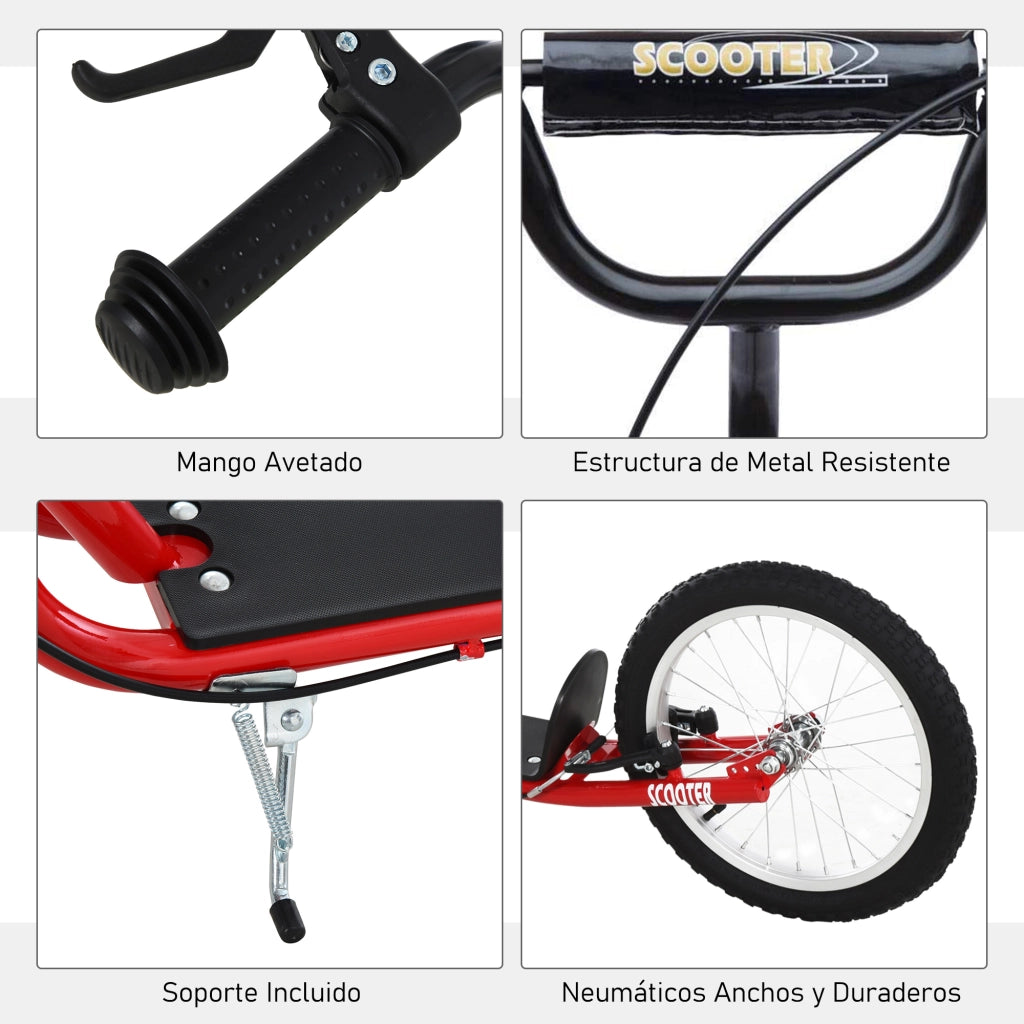 Scooter per Bambini e Adolescenti ¨C Minimal ¨C Rosso, Gomma, 139x58x90-96 cm