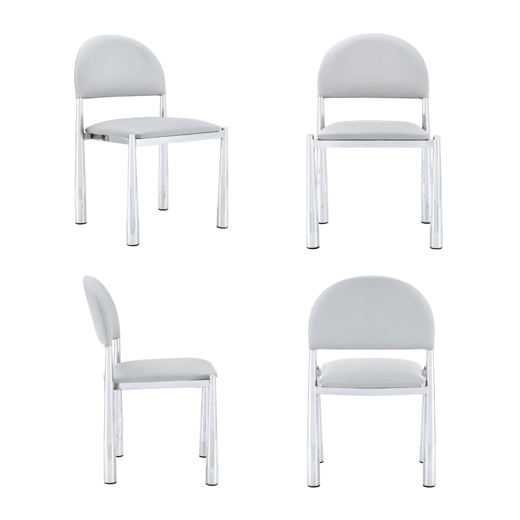SEDIA da pranzo Set da 2 pezzi 80 cm in PU grigio chiaro con gambe in metallo