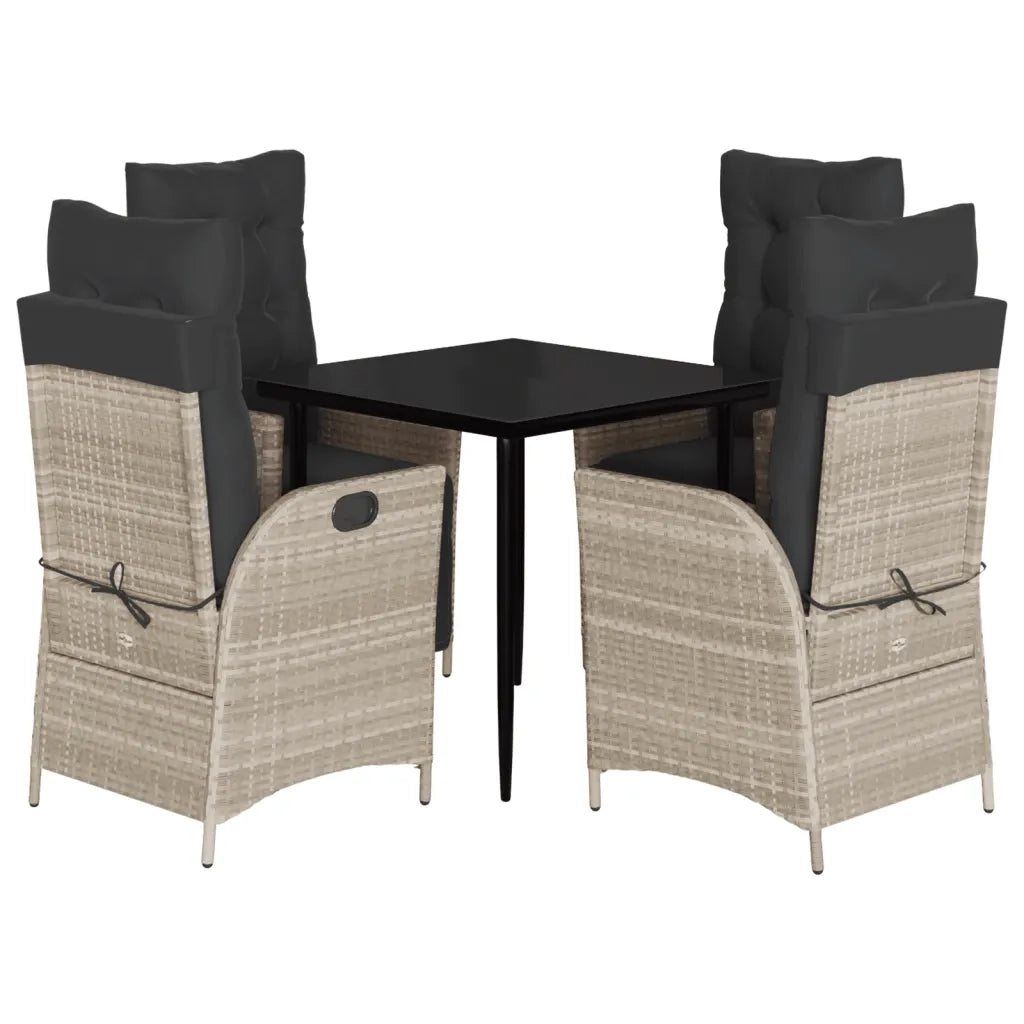 Set Pranzo da Giardino 5pz con Cuscini Grigio Chiaro Polyrattan 3213276
