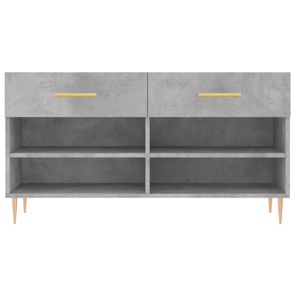 Panca Porta Scarpe | Scarpiera | Mobile per scarpe Grigio Cemento 102x35x55cm Legno Multistrato
