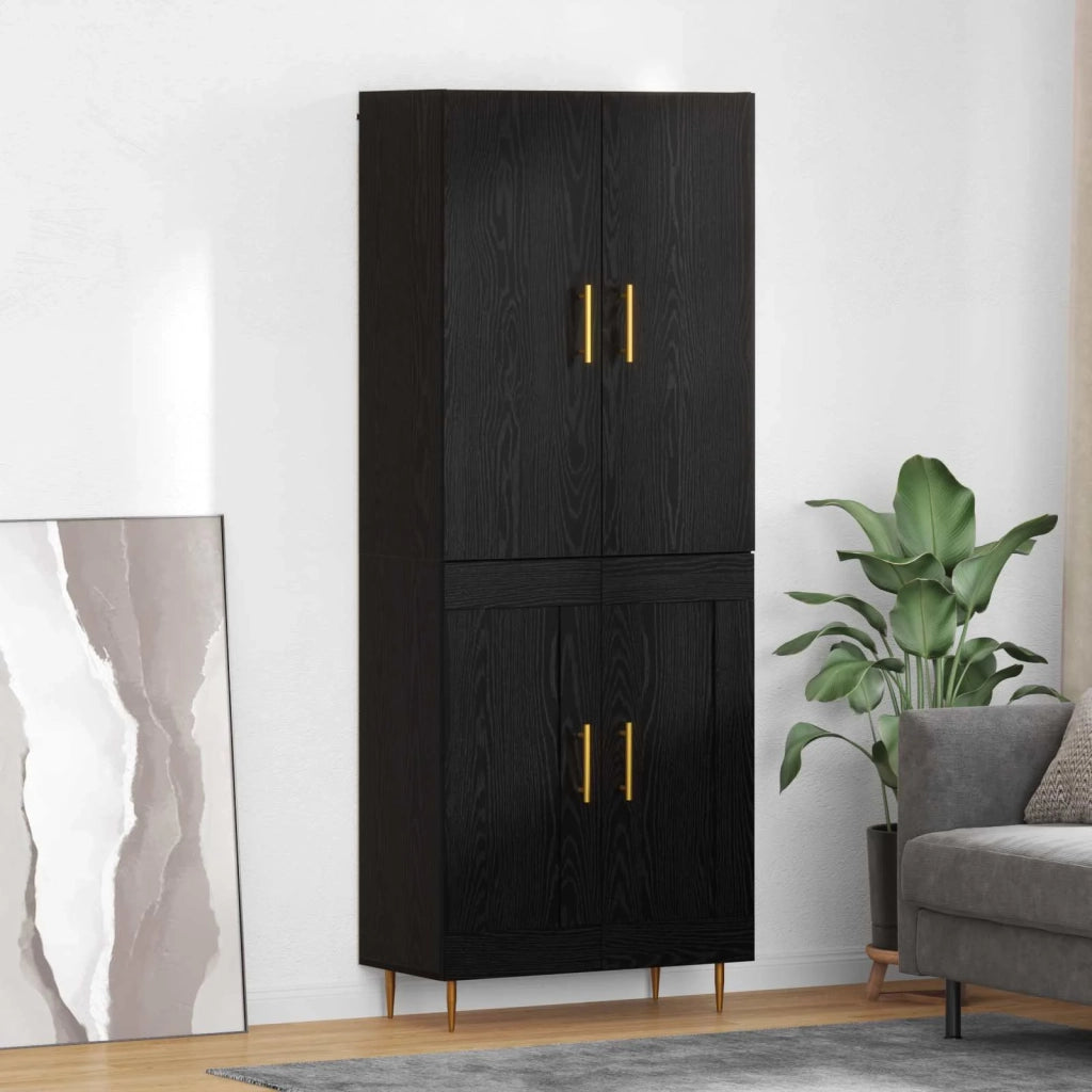 Credenza | Madia | Buffet da pranzo | Armadio da pranzo Rovere Nero 69,5 x 34 x 180 cm Legno multistrato