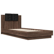 Letto singolo | Letto per adulti | Giroletto Testiera Rovere Marrone 90x200 cm Legno Multistrato