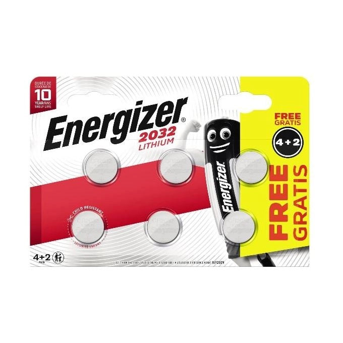 Energizer CR2032 Pile a Bottone al Litio 3V 240 mAh Confezione da 6 Pezzi Durata 10 anni