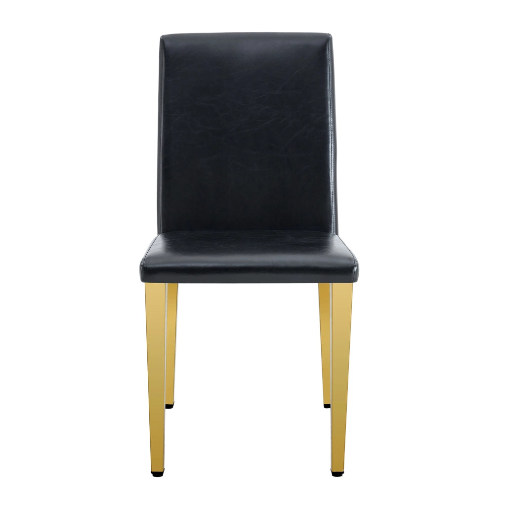 Sedia da pranzo 2 pezzi design minimalista; schienale ergonomico; PU nero e oro