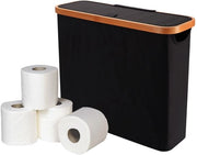 Organizzatore per carta igienica 28L, cassetta per carta igienica pieghevole con coperchio per la bagno, organizzatore per carta igienica per 12 rotoli, 43,5×14,5×35 cm (nero)