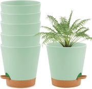 Pianta in vaso di plastica con sistema di irrigazione automatico - autofitto - set da 6 - verde - 16,5 cm
