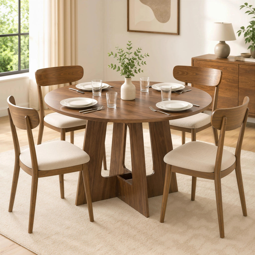 Tavolo da pranzo rotondo per 4 persone ¨C Xylo ¨C ? 110 cm base a croce legno marrone