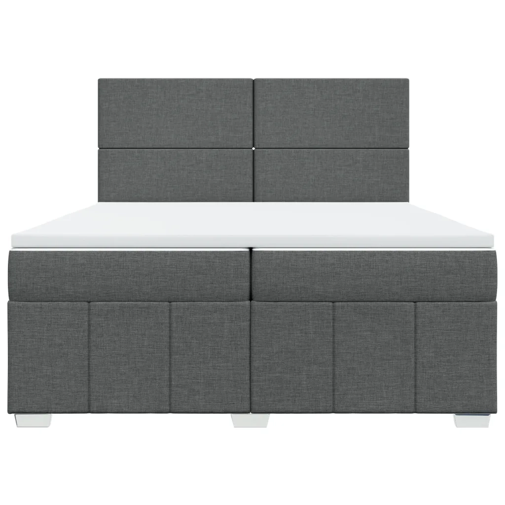Giroletto a Molle con Materasso Grigio Scuro 200x200 cm Tessuto