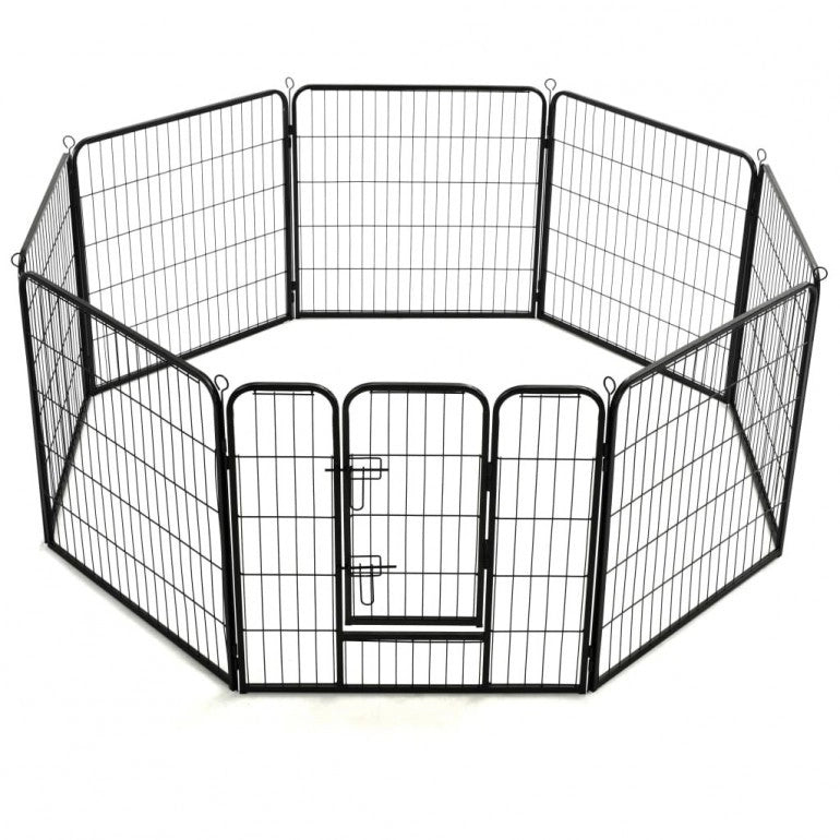 Recinto circolare box per cani Ezooza Zabrze con 8 pannelli acciaio da 80 x 80 cm cadauno