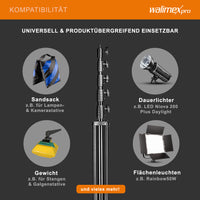 AIR Jumbo 600 Stativo per luci max 22,5 kg Cavalletto fotografico con altezza fino a 600 cm, in alluminio, Treppiedi con attacco per apparecchiature foto e video