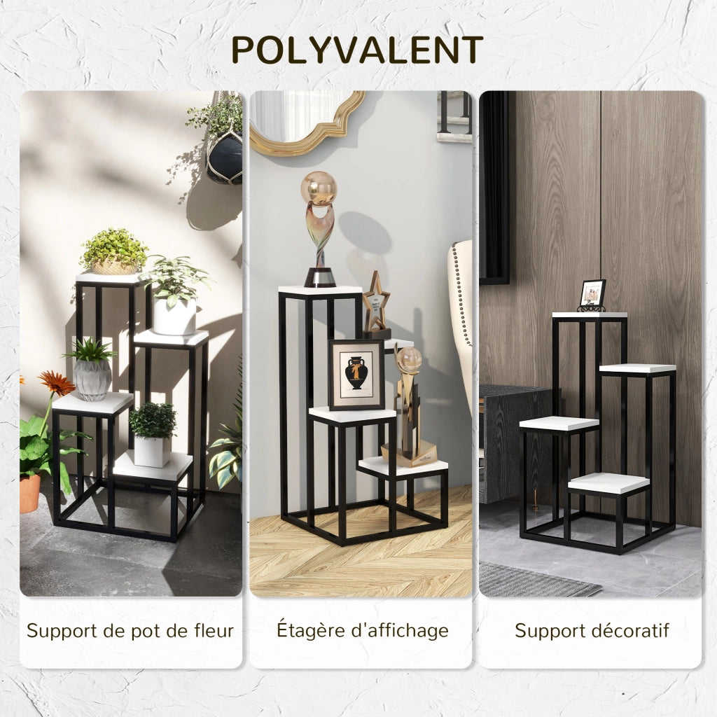 Scaffale per piante in metallo e legno 4 livelli ¨C zephmum ¨C Grigio 34x34x66 cm