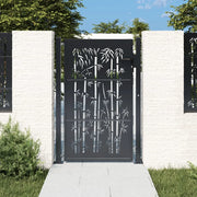 Cancello da giardino antracite 100x125 cm acciaio design bambù 153180
