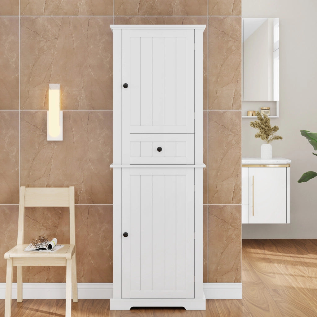 Armadietto Bagno con Cassetto ¨C MINIMAL ¨C Bianco, 56x28x167 cm