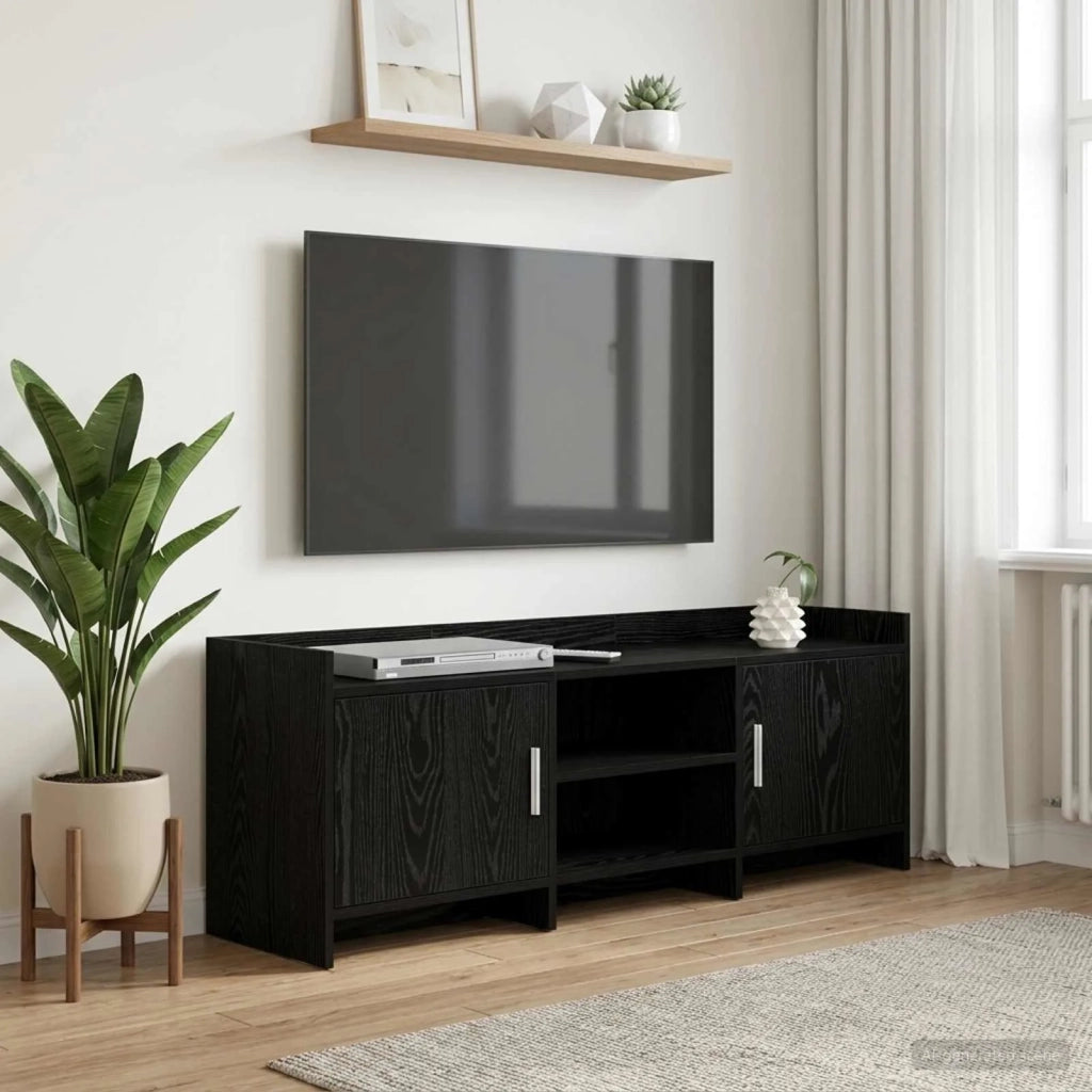 Mobile TV 130 x 33 x 47 cm Rovere Nero Legno ingegnerizzato 8011172