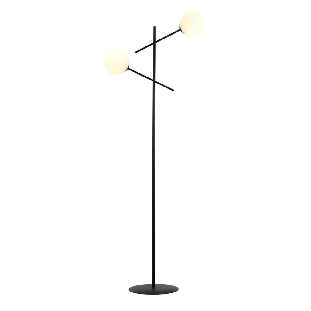 Piantana Contemporaneo Yama Acciaio Nero Bianco 2 Luci E14 Ip20