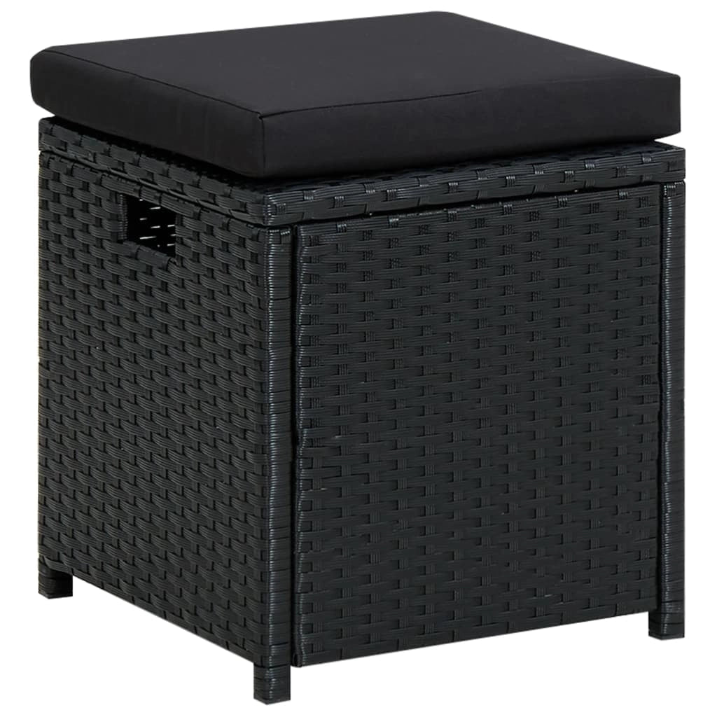 Set di mobili da giardino mobili da esterno 6 pezzi con cuscini resina intrecciata nera 02_0016930