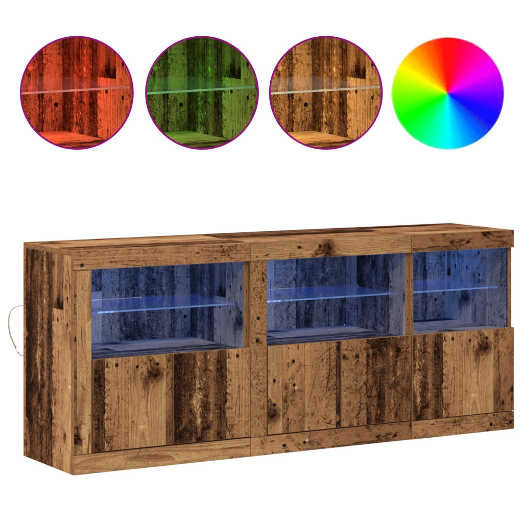 Credenza con luci LED Legno vecchio 162x37x67 cm Legno ingegnerizzato