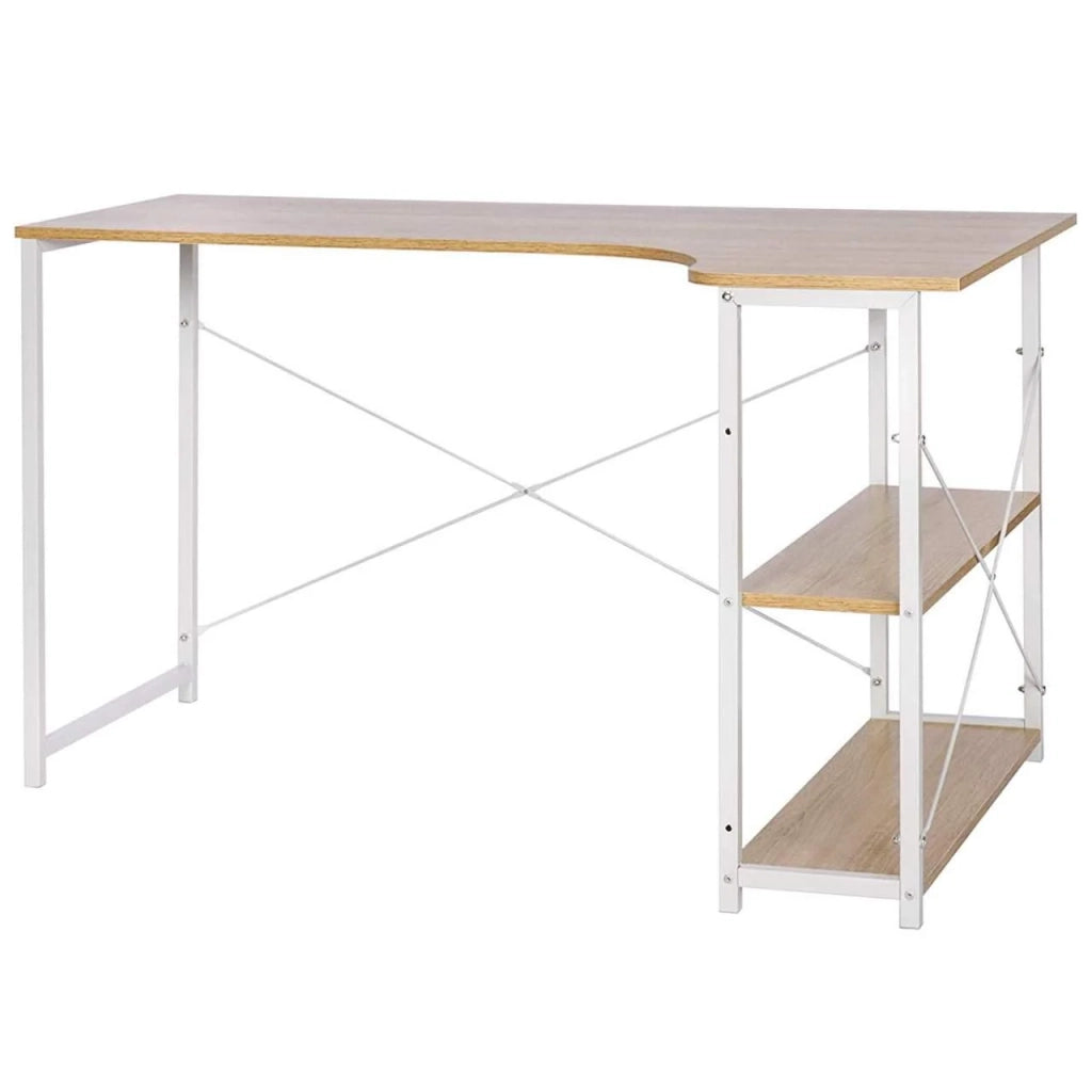 Scrivania per computer con due ripiani 120 cm MDF beige 19_0000561