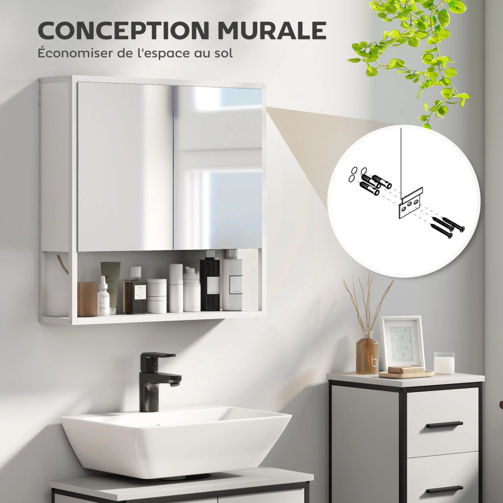 Armadio da bagno con specchio ¨C zephmum ¨C bianco 60x16x60 cm