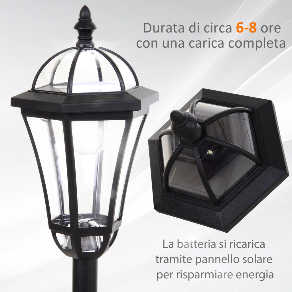 Set 2 Lampioni Solari per Giardino ¨C Zephmum ¨C 2 LED, Accensione Automatica, Nero