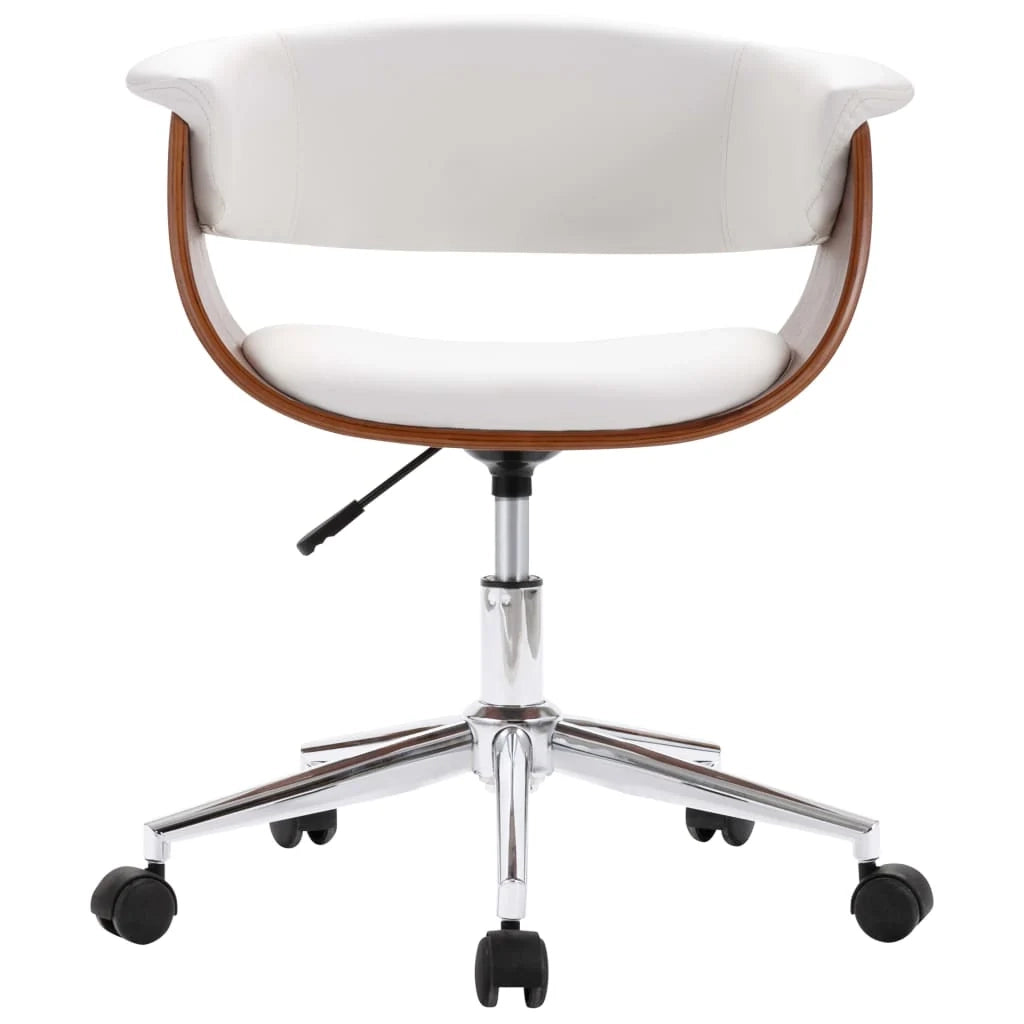 Sedia girevole da ufficio/studio in legno curvato e similpelle nera 02_0024084