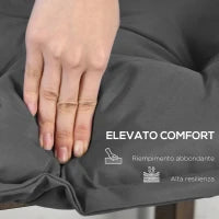 Cuscino per Panchina da Giardino con Laccetti e Imbottitura Spessa, 100x40cm, Grigio Scuro