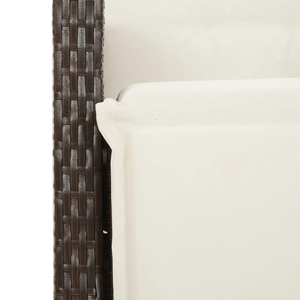 Set Bistrò da Giardino 5 pz con Cuscini in Polyrattan Marrone